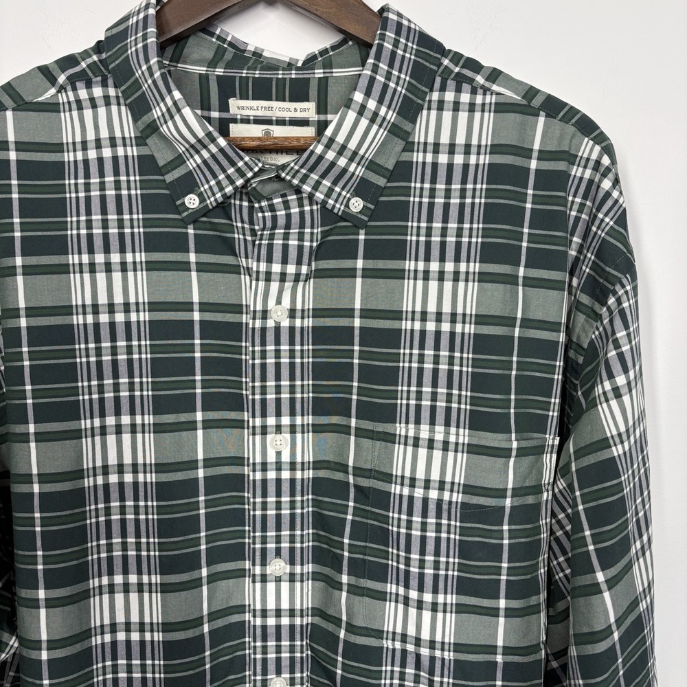 Oak Hill Mens Plaid Long Sleeve Button Down Shirt Size 2XL Green Wrinkle Free